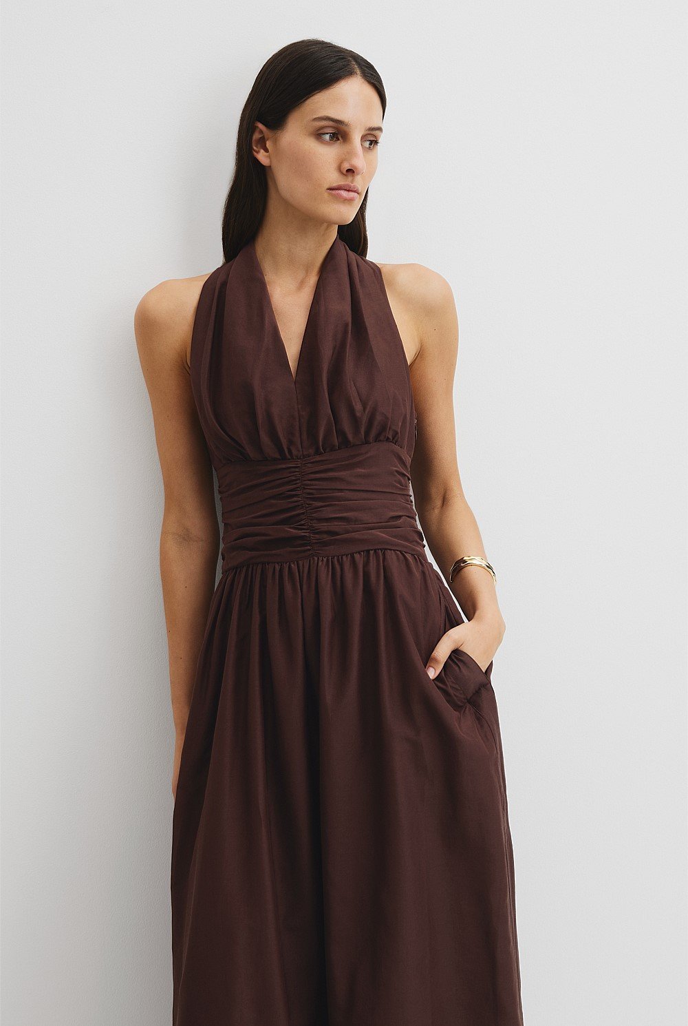 Gathered Halter Dress