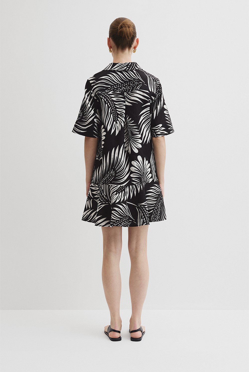 Print Linen Popover Dress