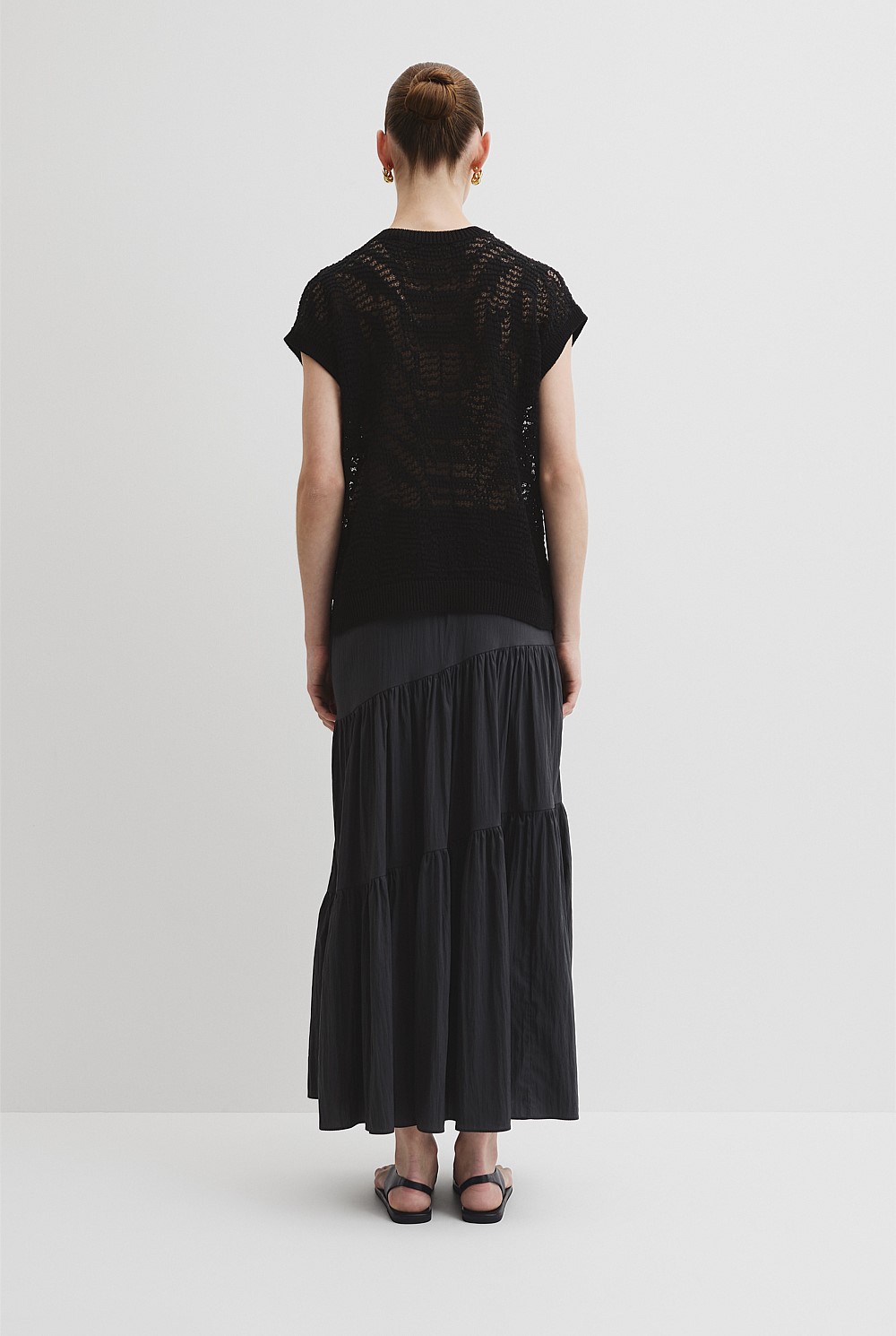 Patterned Mesh Knit T-Shirt