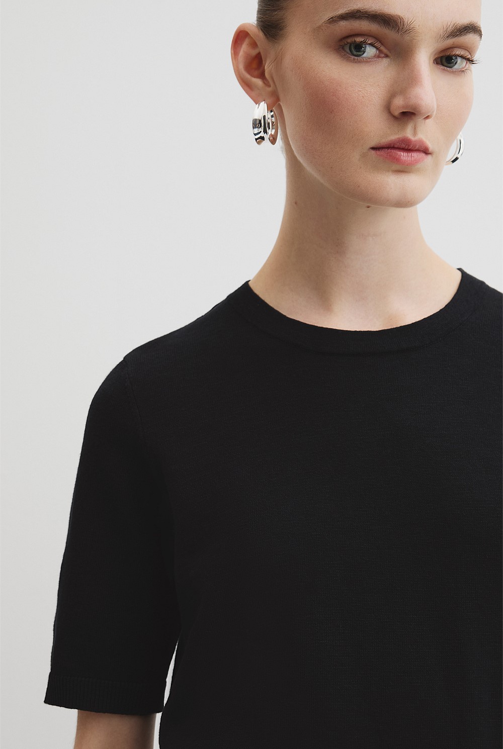 Organically Grown Cotton Linen Short Sleeve Knit T-Shirt