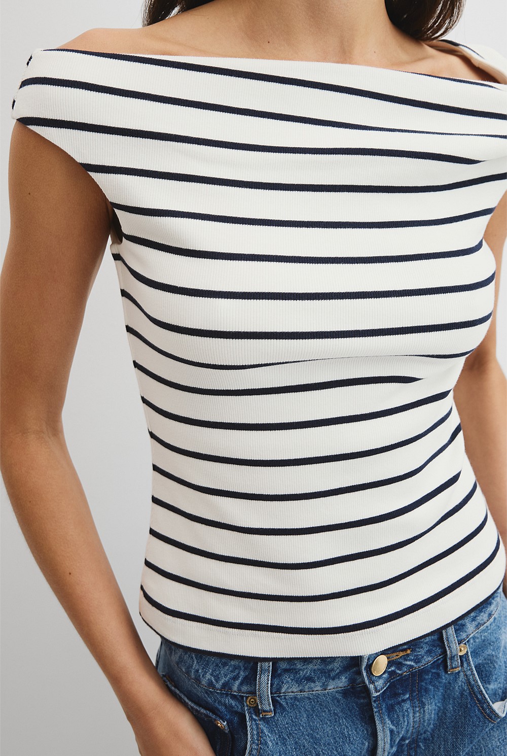 Stripe Twist Shoulder Top