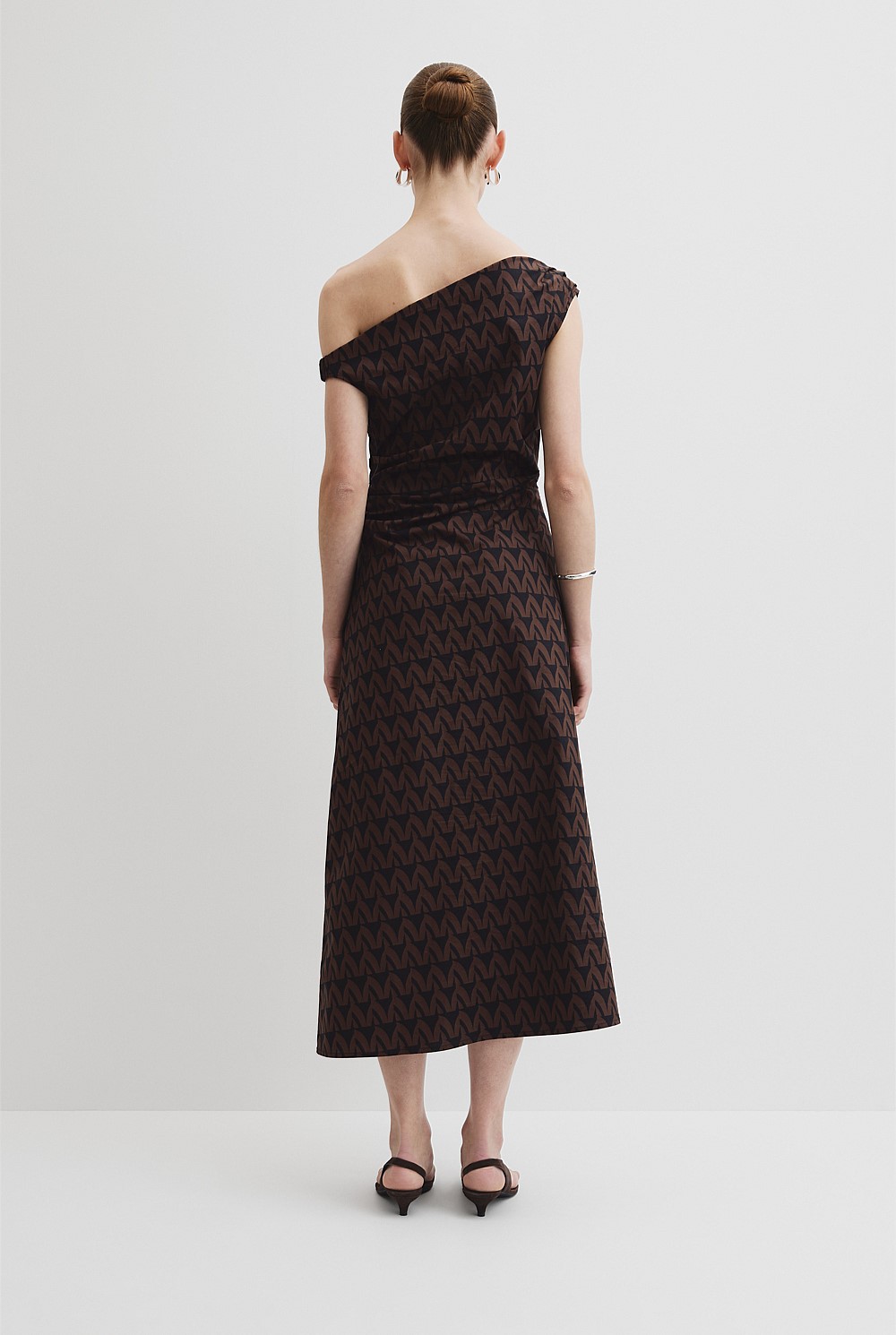 Print Off-Shoulder Midi Dress