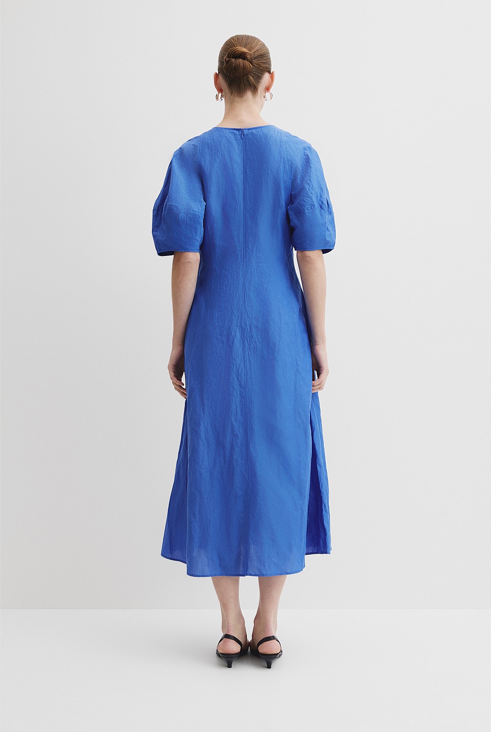 Blouson Sleeve Midi Dress