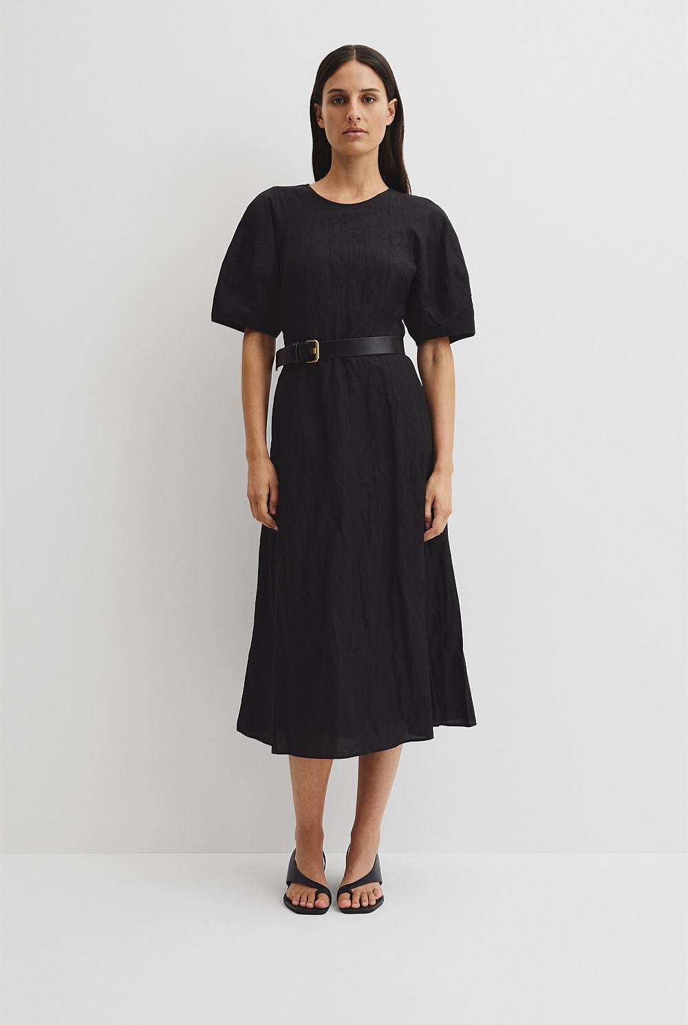 Blouson Sleeve Midi Dress