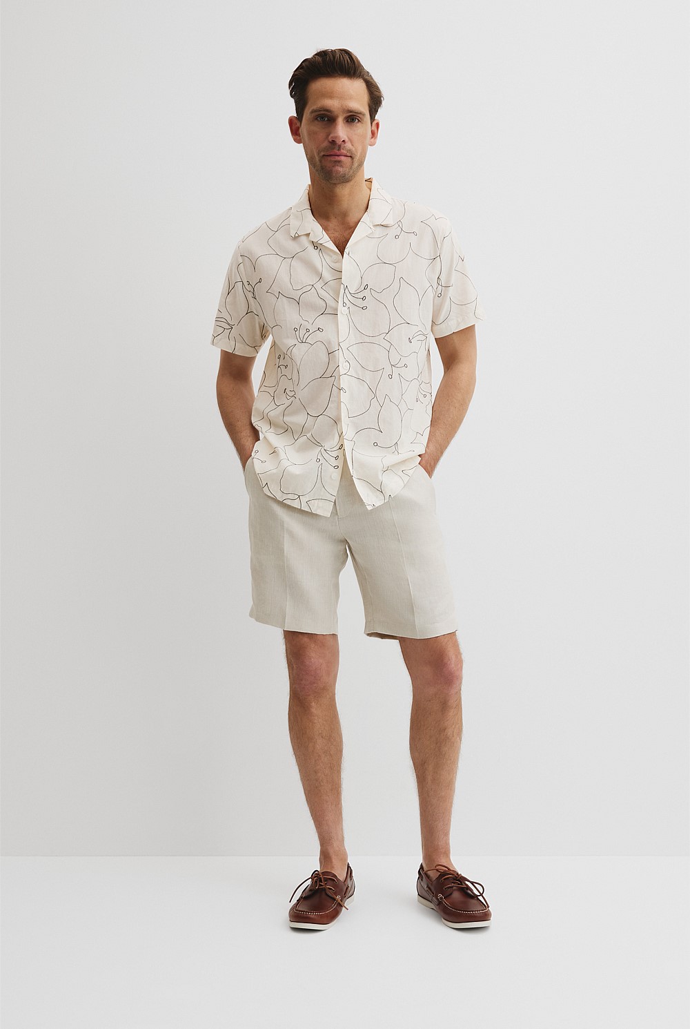 Cuban Floral Embroidered Short Sleeve Shirt