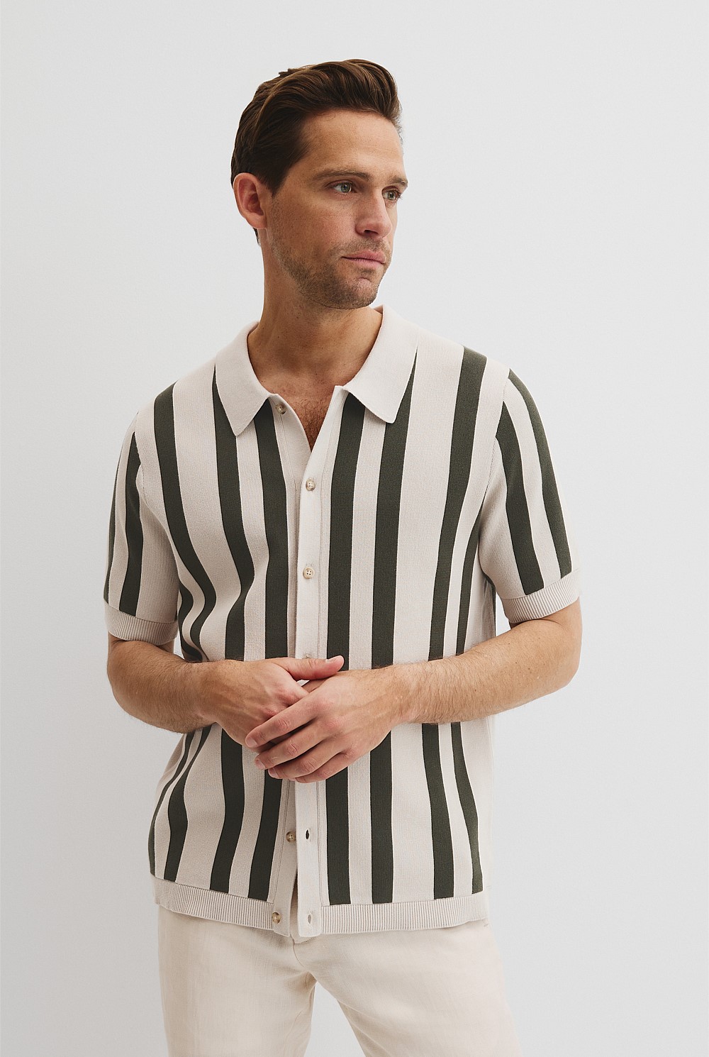 Organically Grown Cotton Stripe Knit Shirt