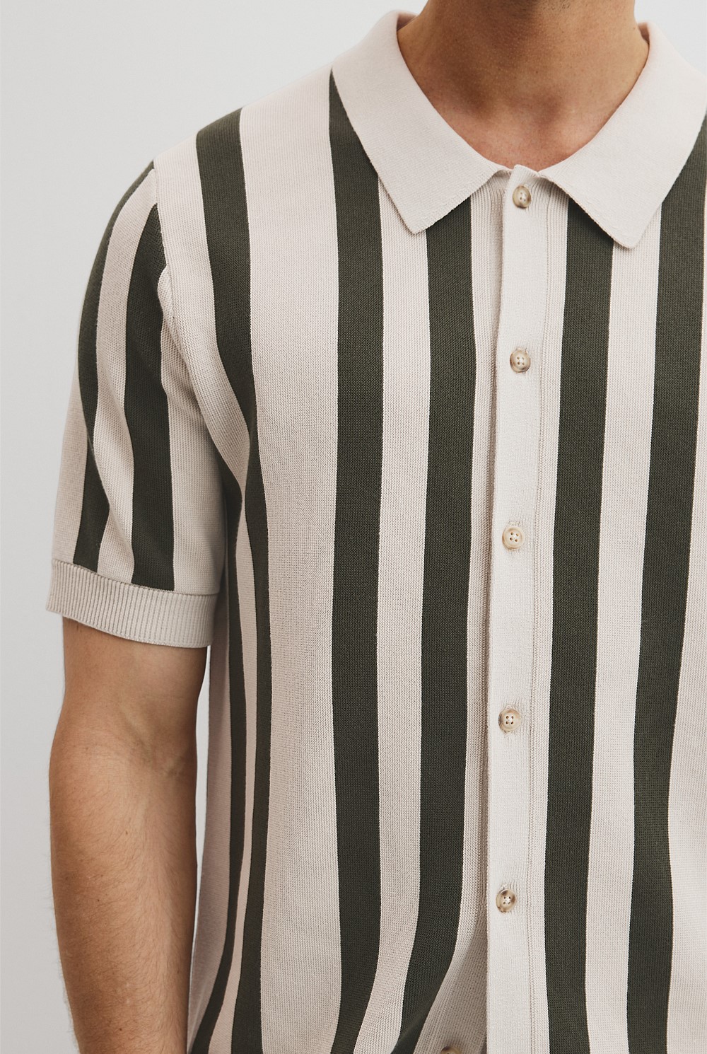 Organically Grown Cotton Stripe Knit Shirt