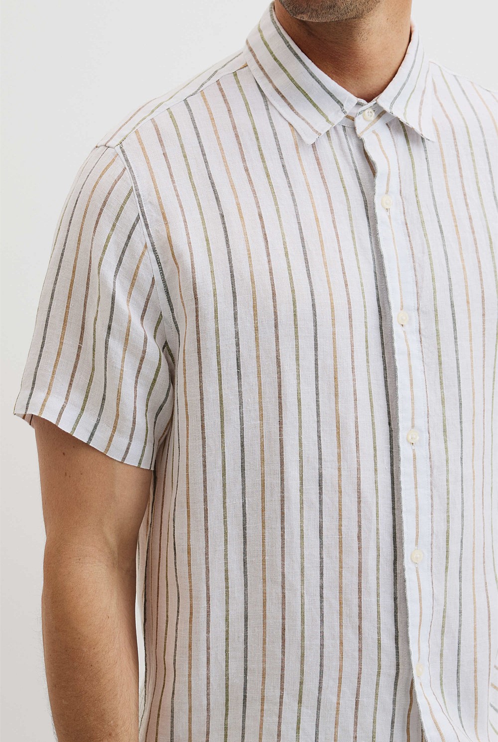 Organically Grown Linen Short Sleeve Stripe Shirt