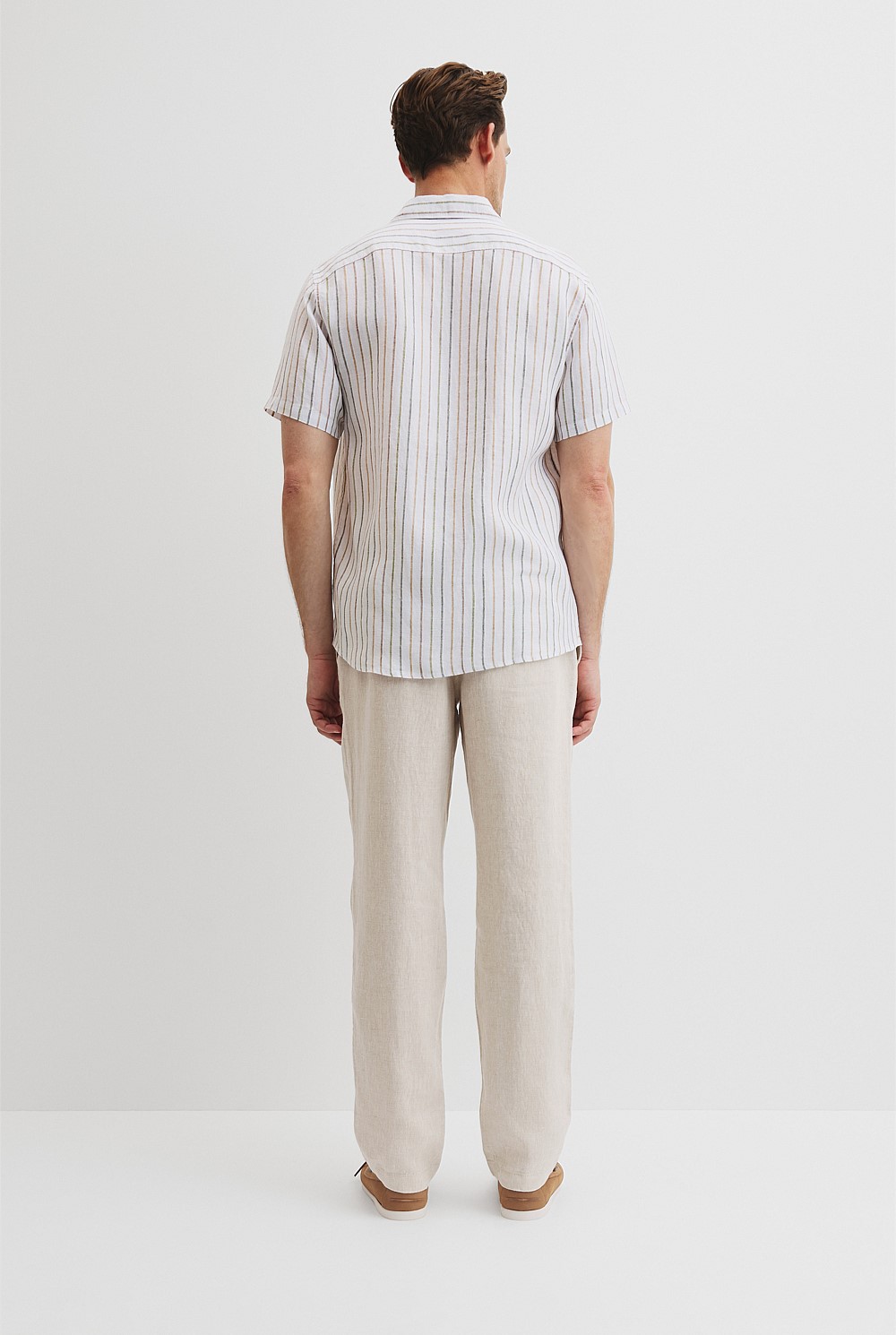Organically Grown Linen Short Sleeve Stripe Shirt