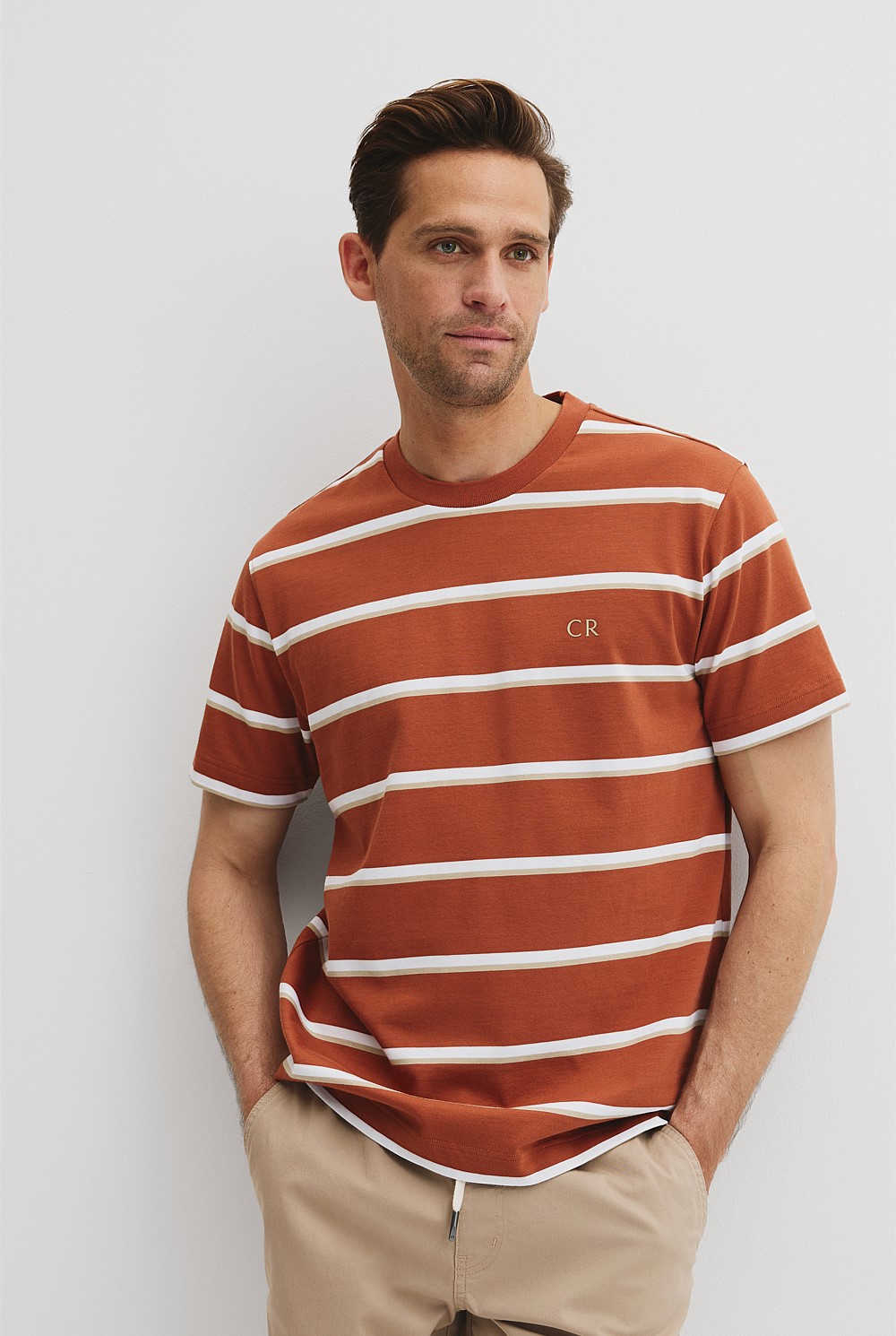 Australian Cotton CR Logo Stripe T-Shirt