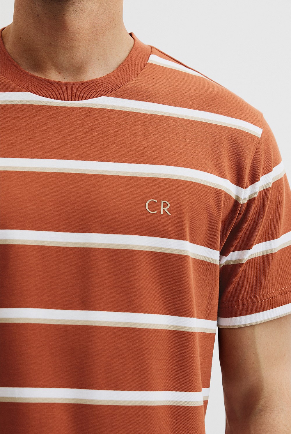 Australian Cotton CR Logo Stripe T-Shirt