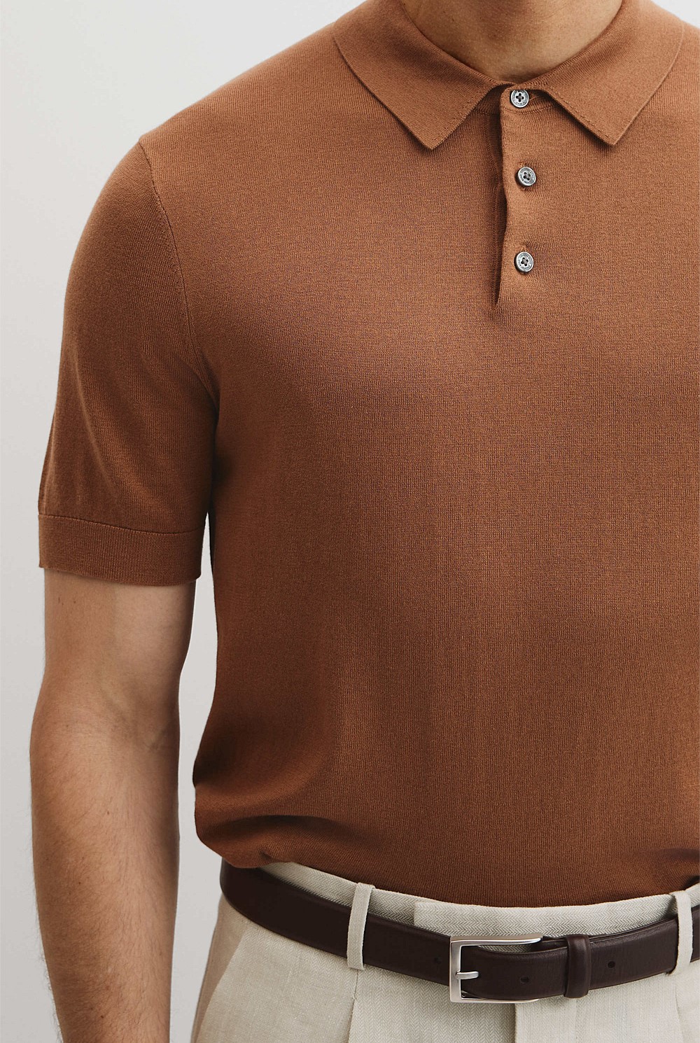 Australian Cotton Blend Silk Button Polo