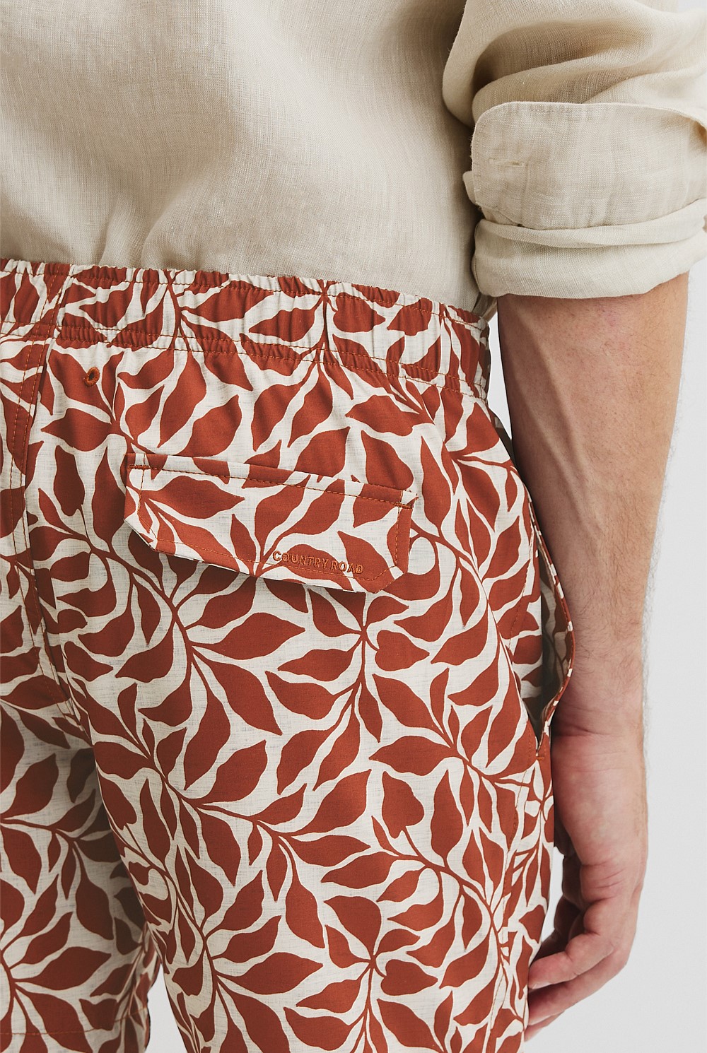 Recycled Polyester Leaf Print Swim Short