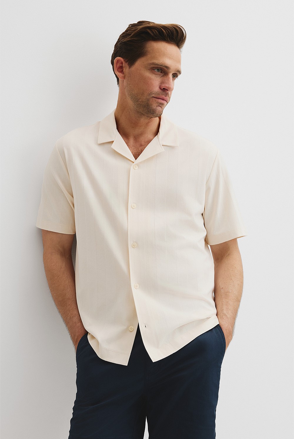 Textured Stripe Cuban Shirt