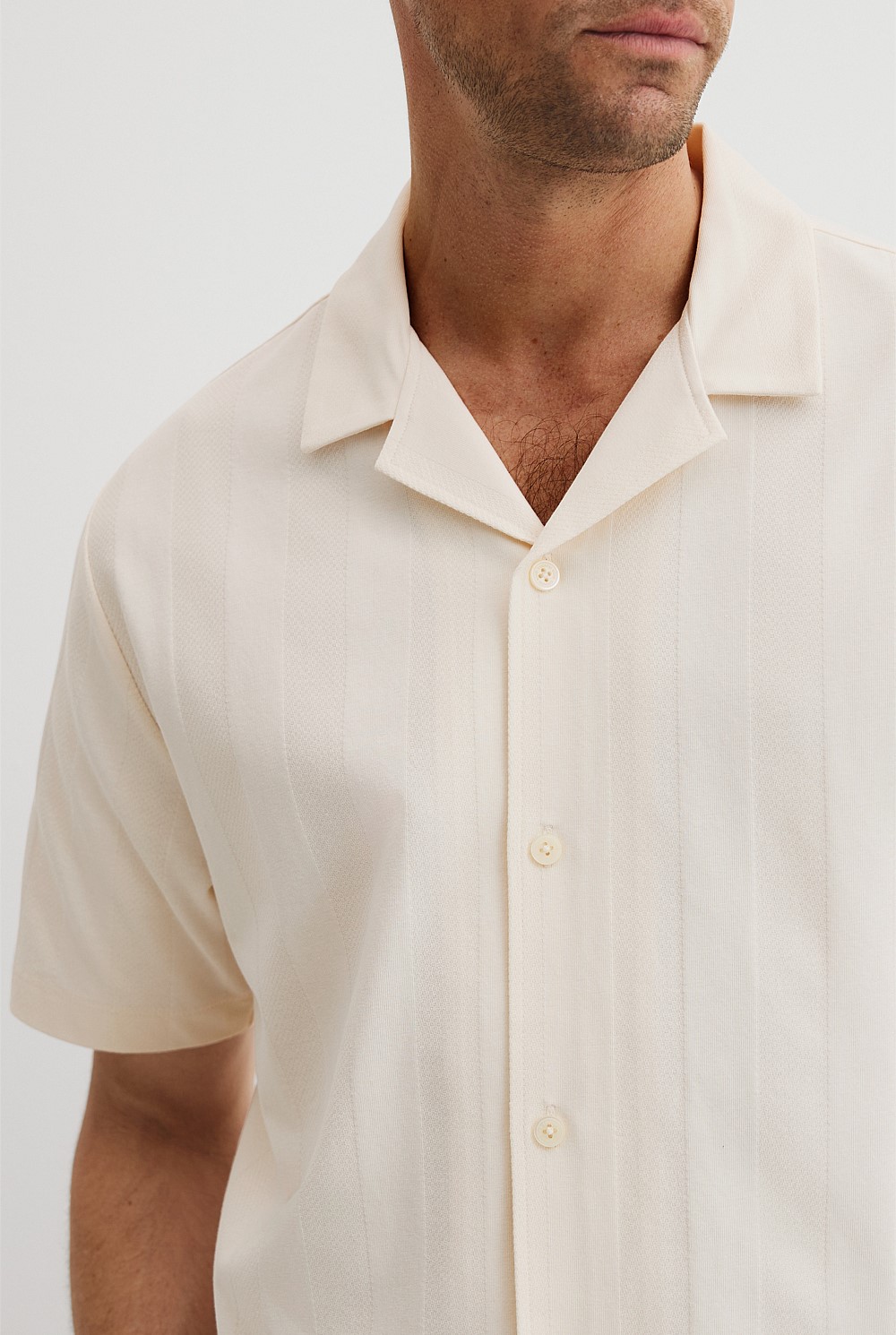 Textured Stripe Cuban Shirt