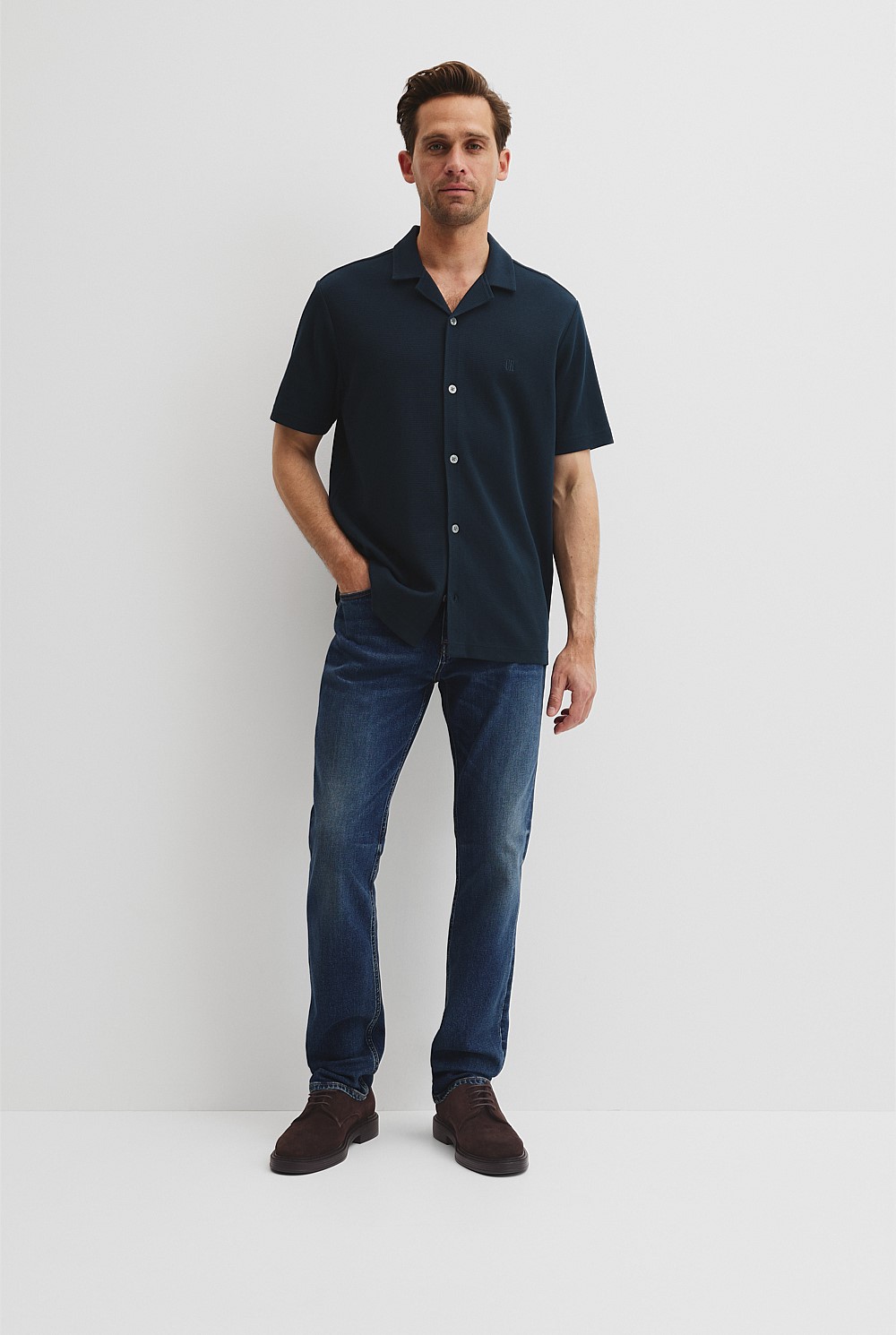 Australian Cotton Textured Short Sleeve Shirt