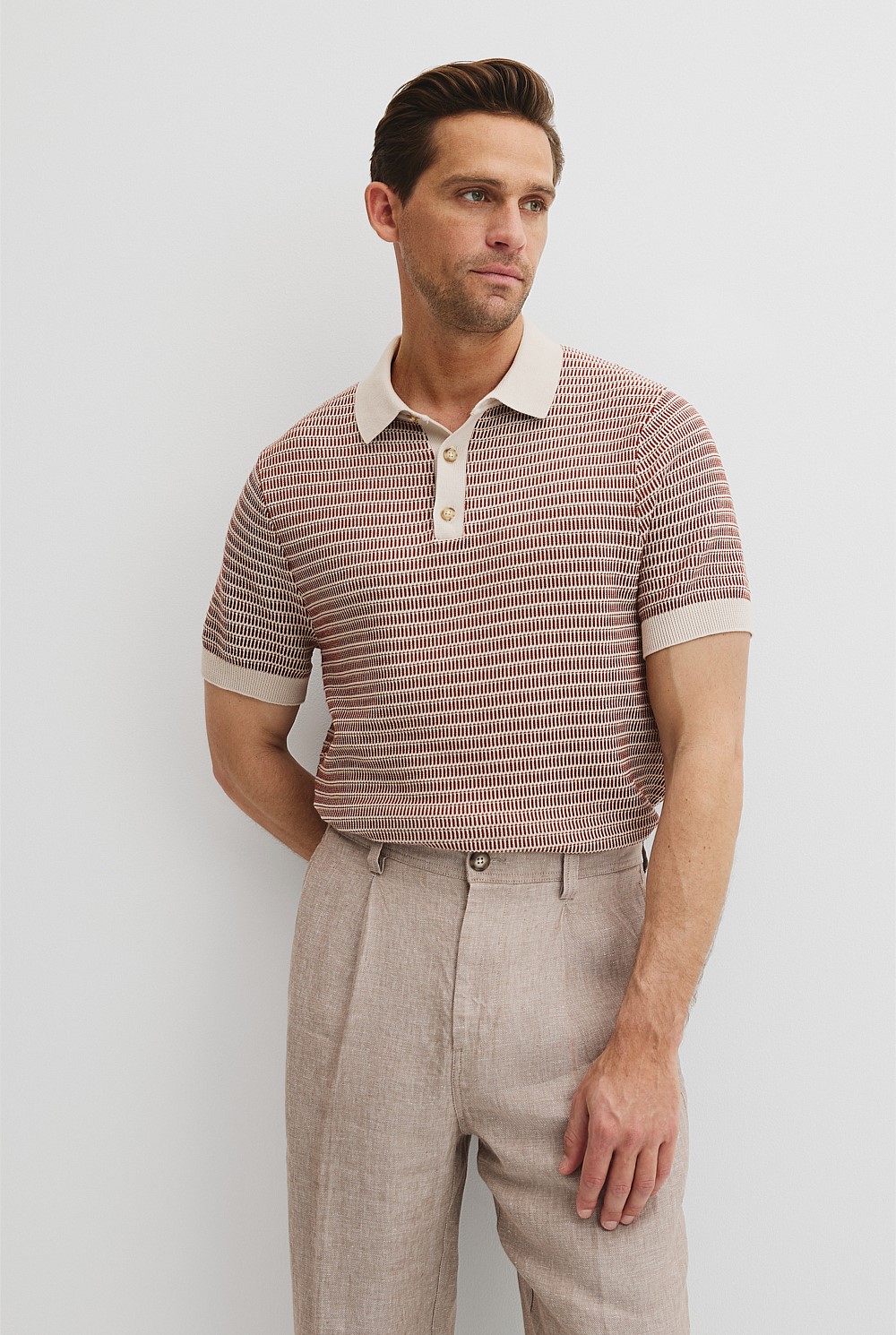 Australian Cotton Textured Knit Polo