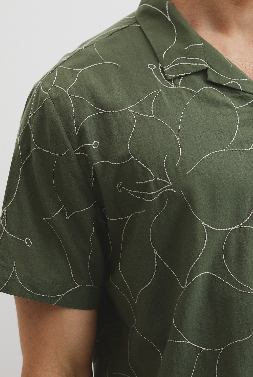 Cuban Floral Embroidered Short Sleeve Shirt