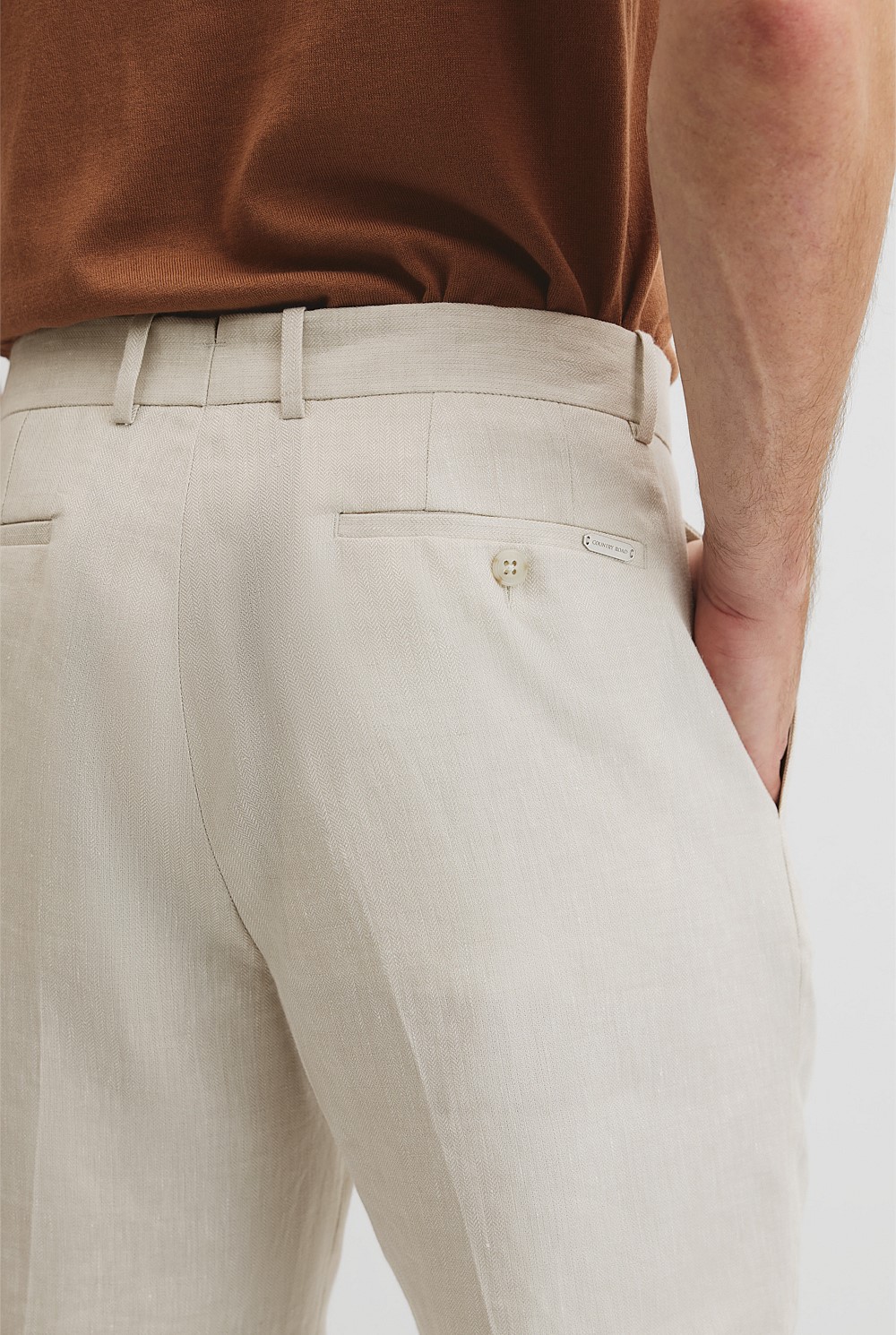 Herringbone Linen Tailored Short