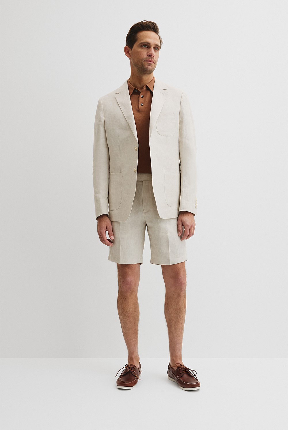 Herringbone Linen Single Breasted Jacket