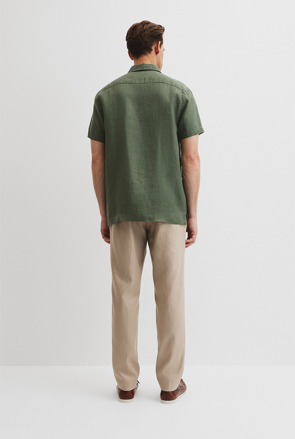 Double Pocket Textured Linen Short Sleeve Shirt