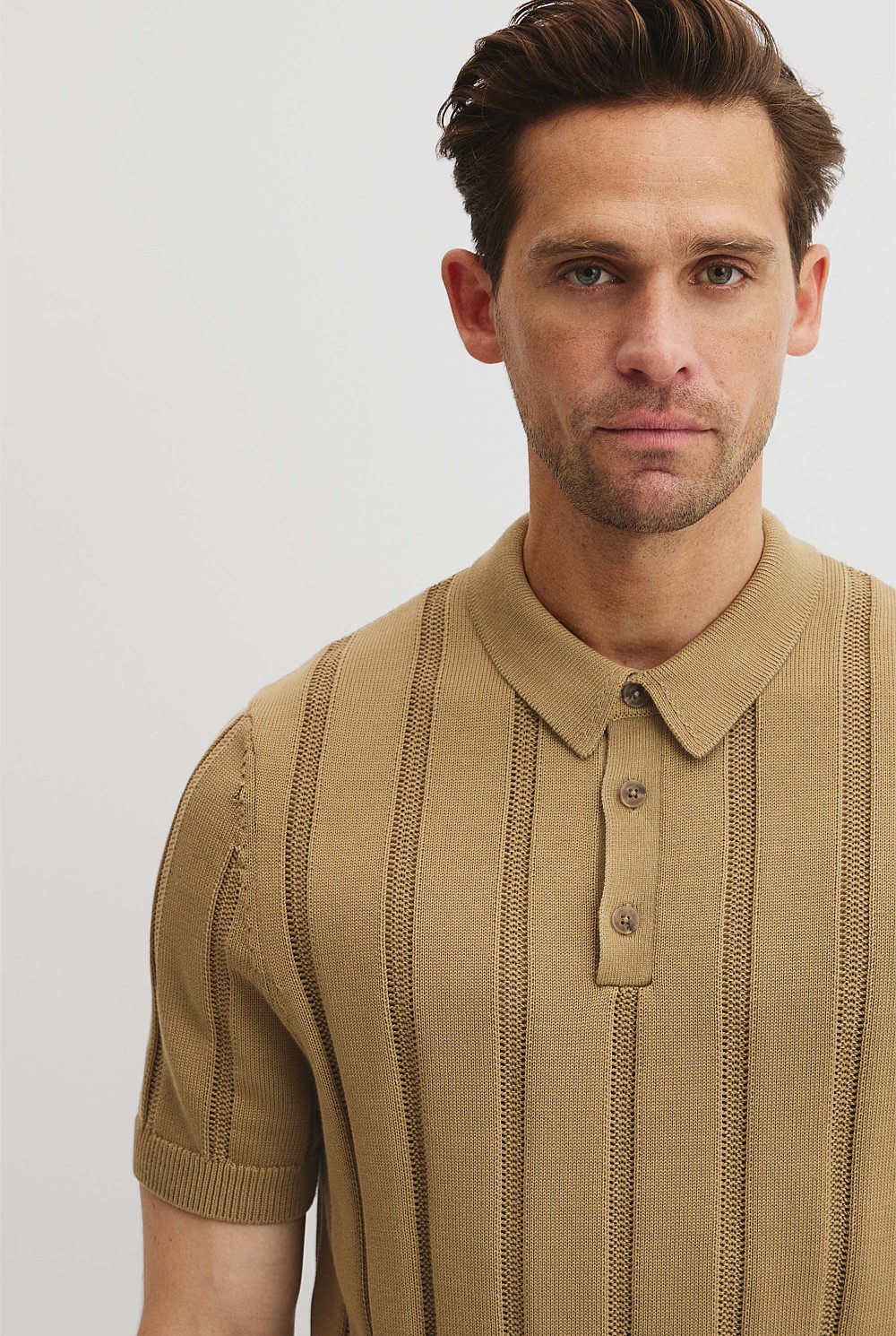Australian Cotton Stripe Knit Polo