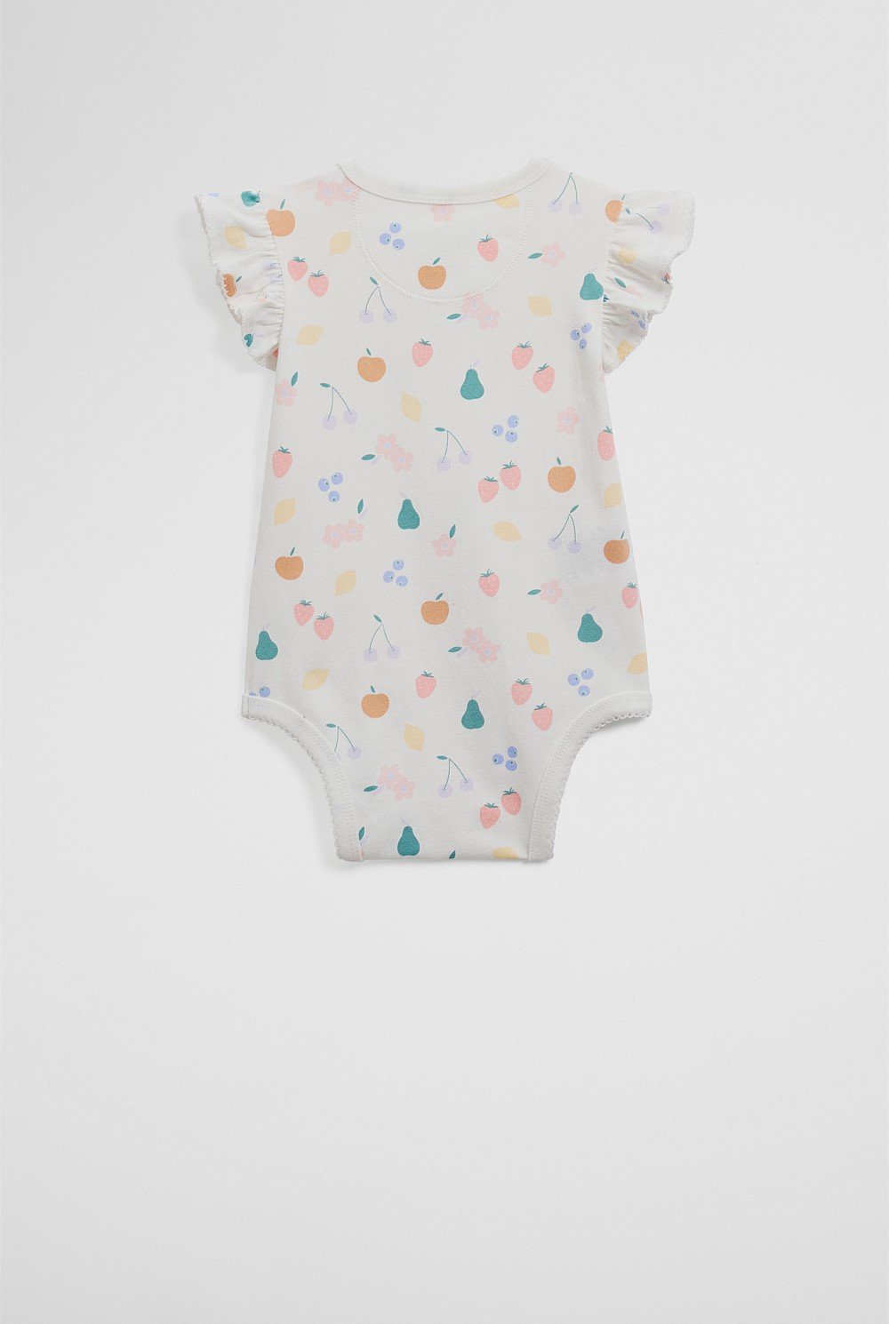 Organically Grown Cotton Frill Fruit Short Sleeve Bodysuit