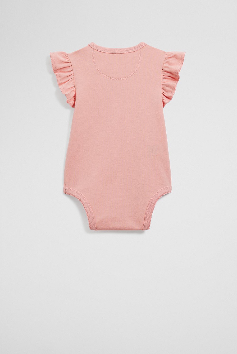 Organically Grown Cotton Blend Frill Short Sleeve Logo Bodysuit