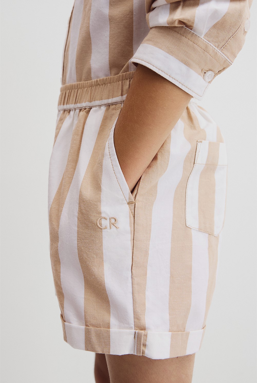 Organically Grown Cotton Blend Stripe Pull-On Short