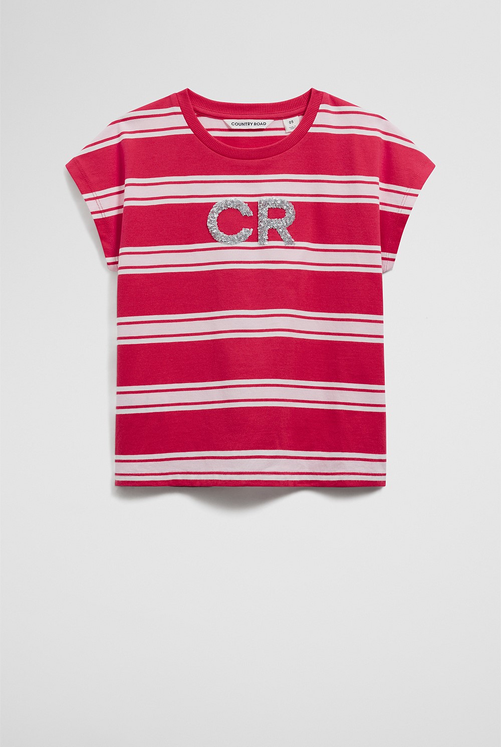 Organically Grown Cotton Stripe CR Sequin T-Shirt