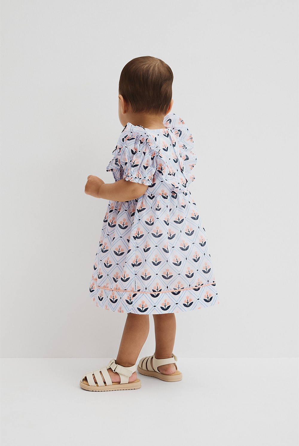 Short Sleeve Frill Print Dress