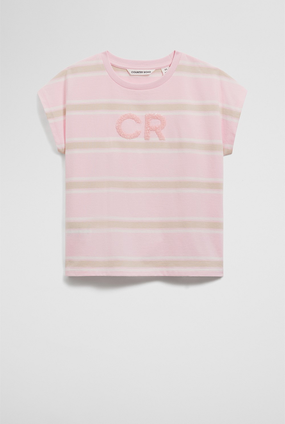 Organically Grown Cotton Stripe CR Sequin T-Shirt