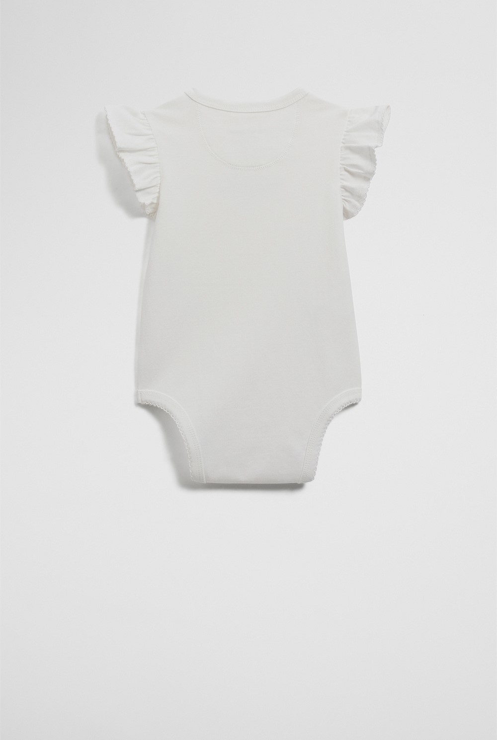 Organically Grown Cotton Blend Frill Short Sleeve Logo Bodysuit