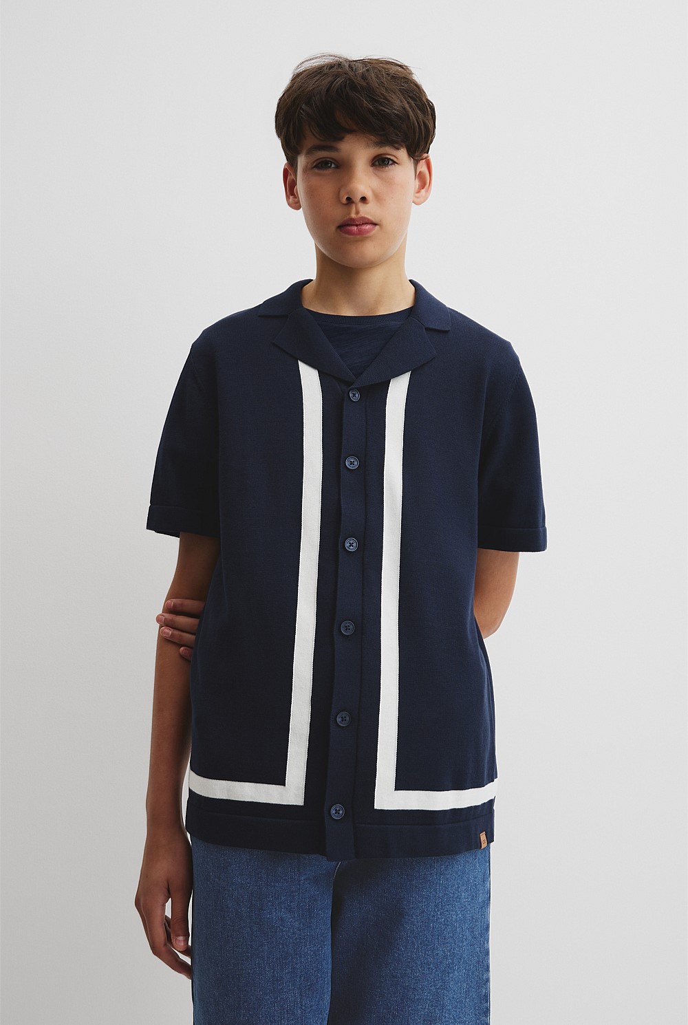 Teen Knit Stripe Detail Shirt