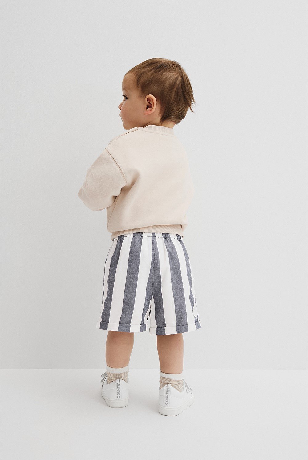 Organically Grown Cotton Blend Stripe Pull-On Short