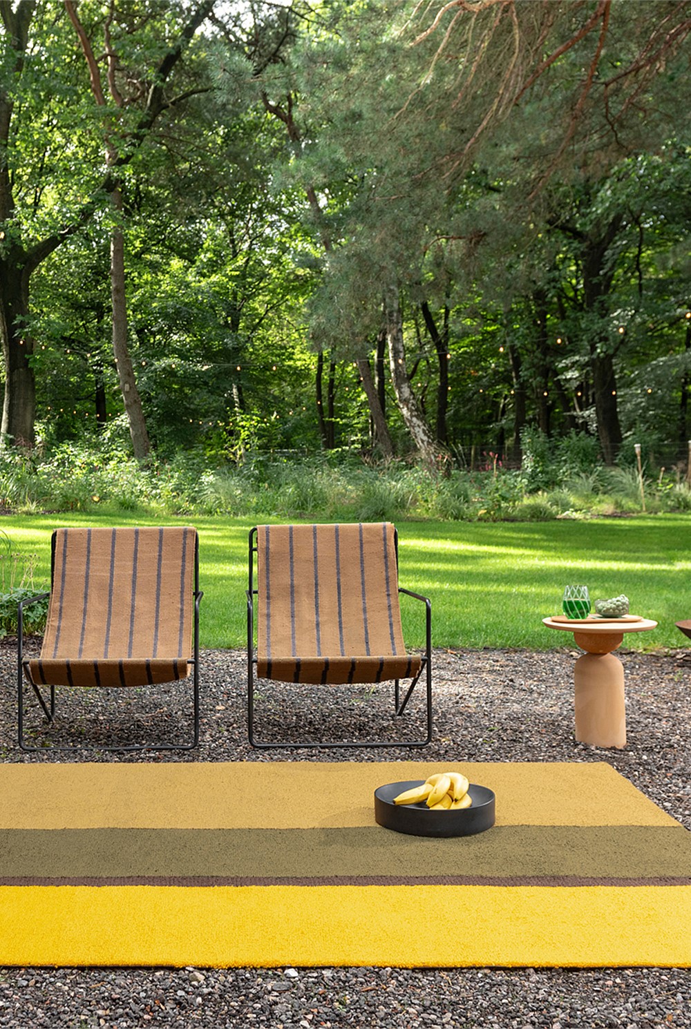 Habitat Festival Stripe Yellow Outdoor Rug 200x140cm