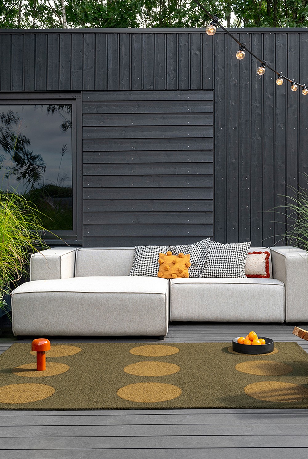 Habitat Festival Dots Olive Green Outdoor Rug 200x140cm