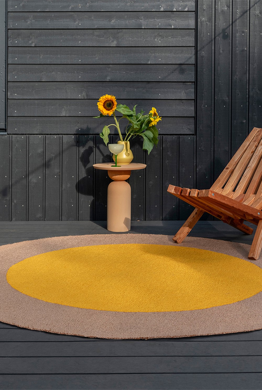Habitat Festival Round Yellow Outdoor Rug 150x150cm