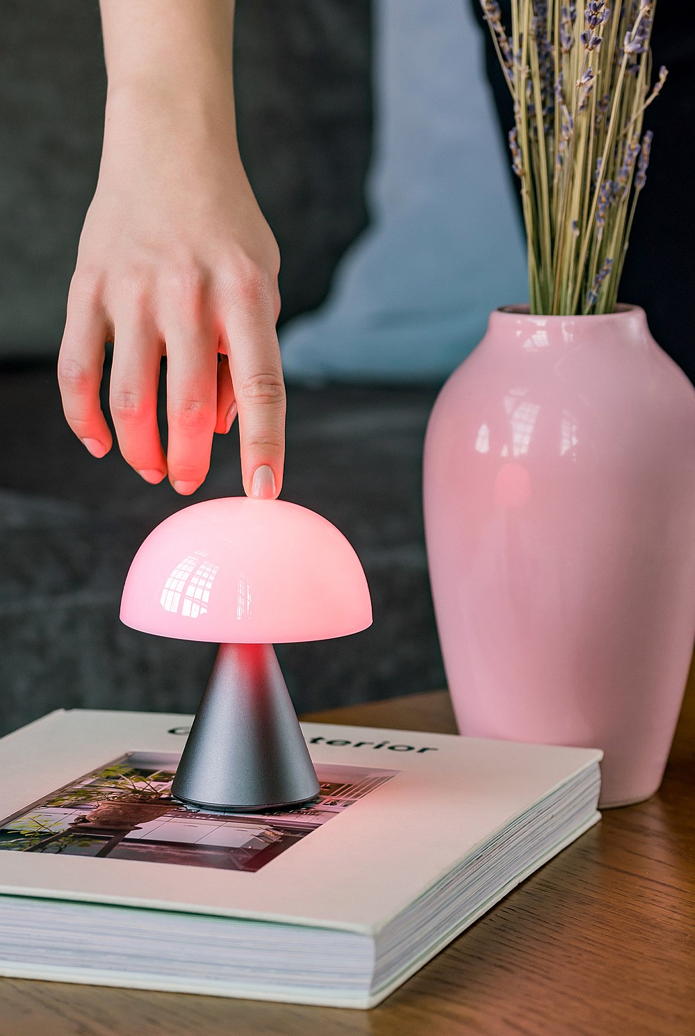 Mina M Medium Portable Led Lamp - Gunmetal