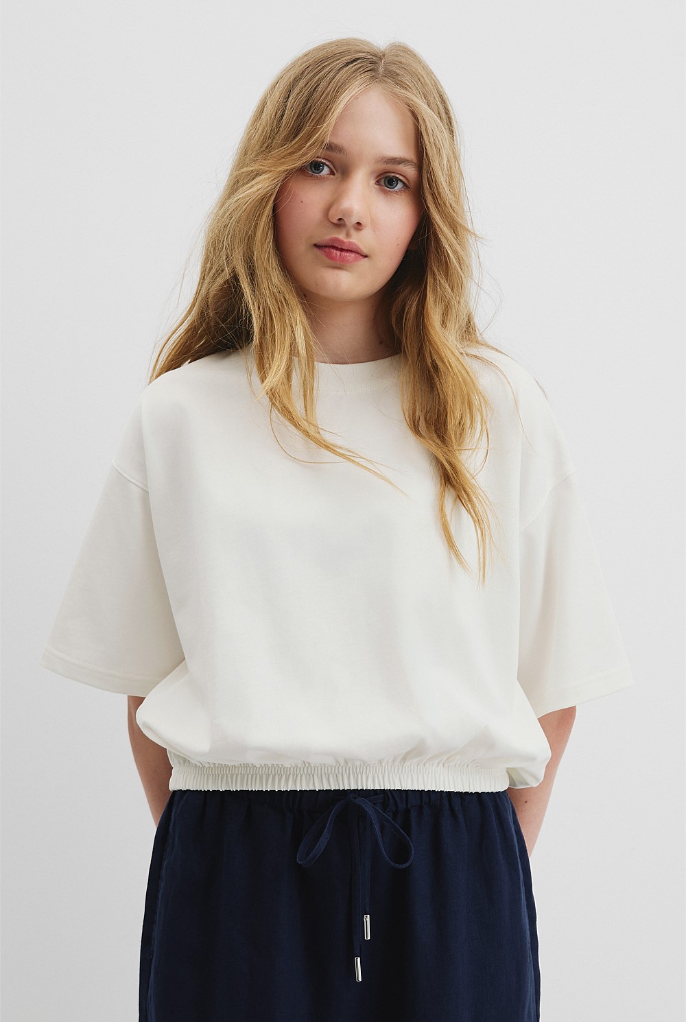 Teen Recycled Cotton Blend Elasticated T-Shirt