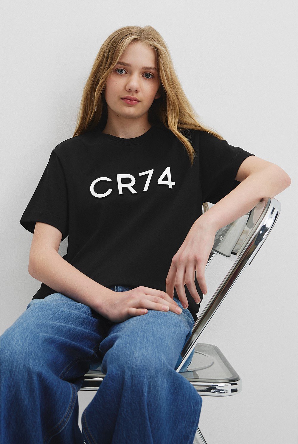 Teen Recycled Cotton Blend Longline Logo T-Shirt