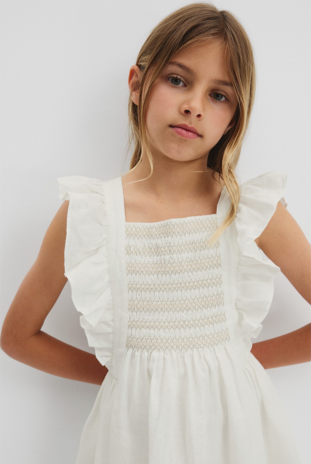 Smock Front Apron Dress