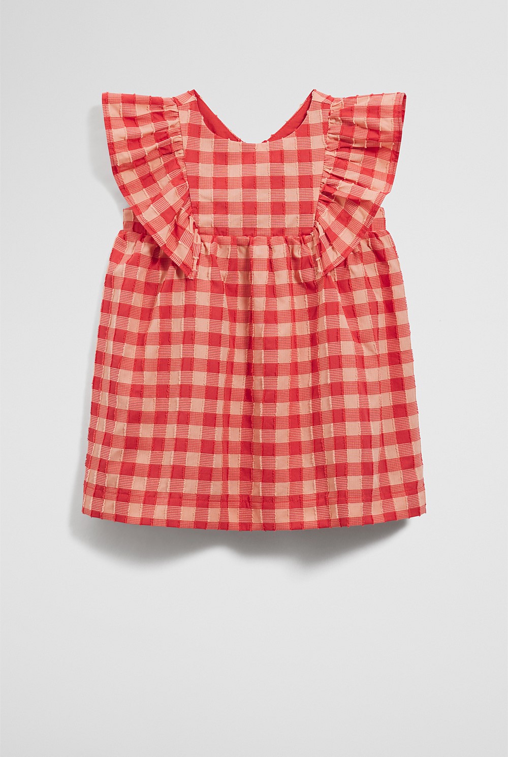 Gingham Flutter Sleeve Dress