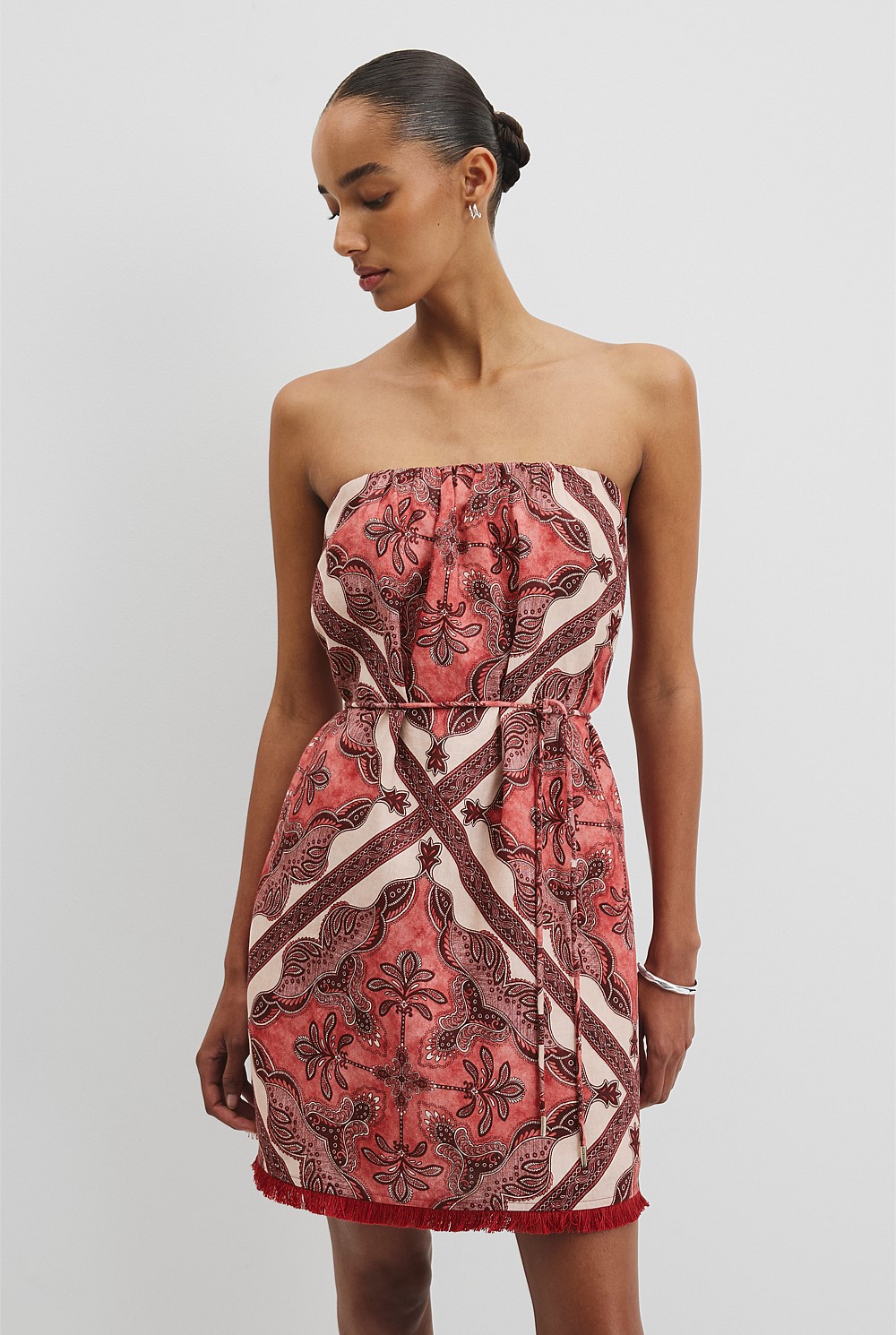 Organically Grown Linen Frayed Mini Dress