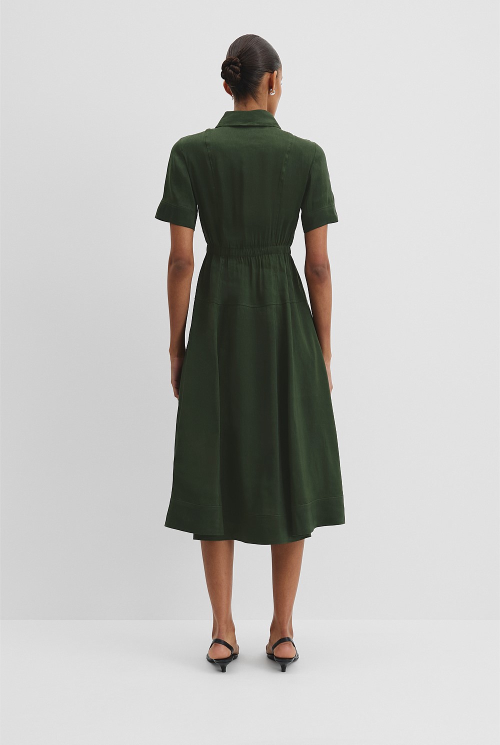 Organically Grown Linen Blend Drop Waist Shirt Dress