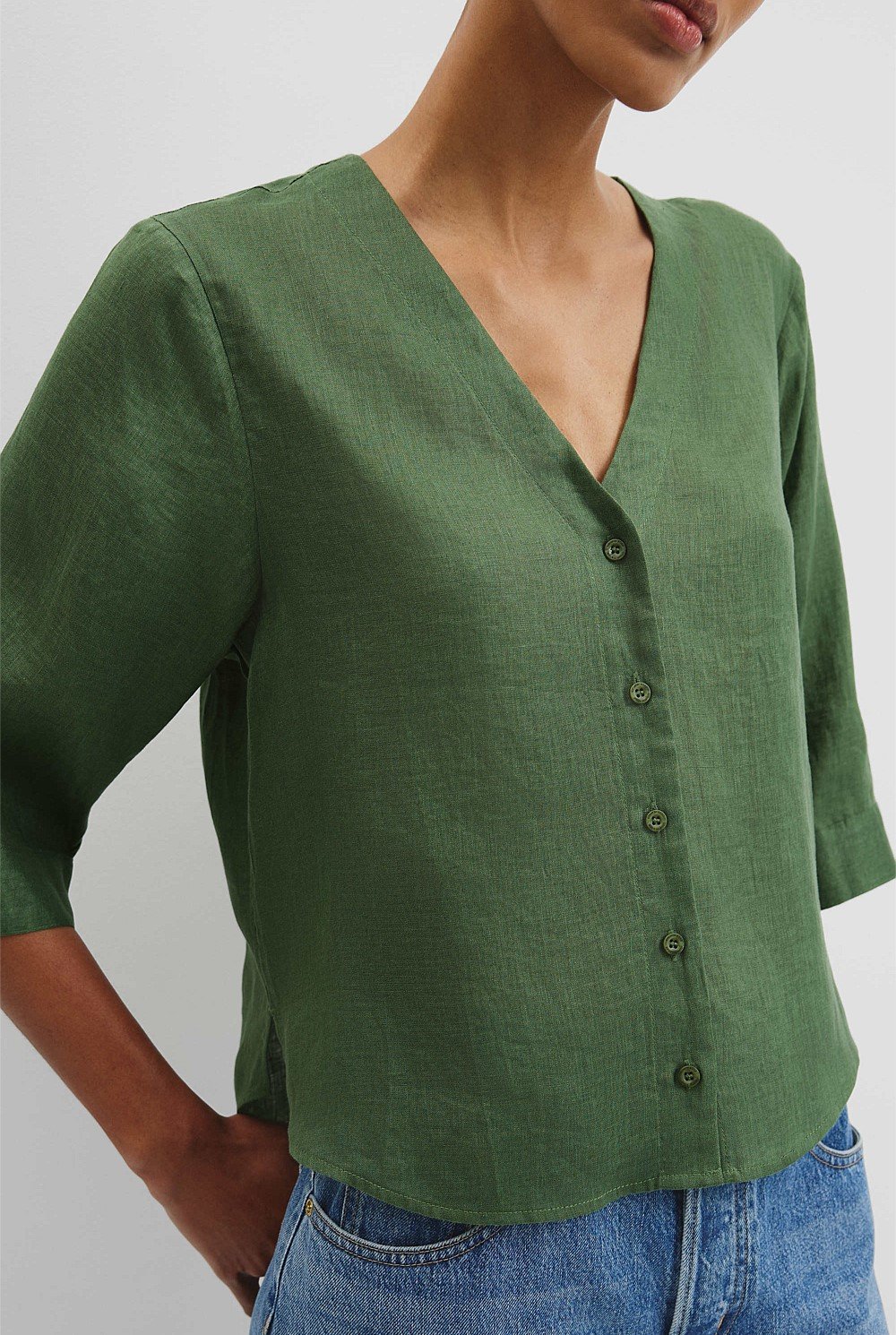 Organically Grown 3/4 Sleeve Linen Shirt