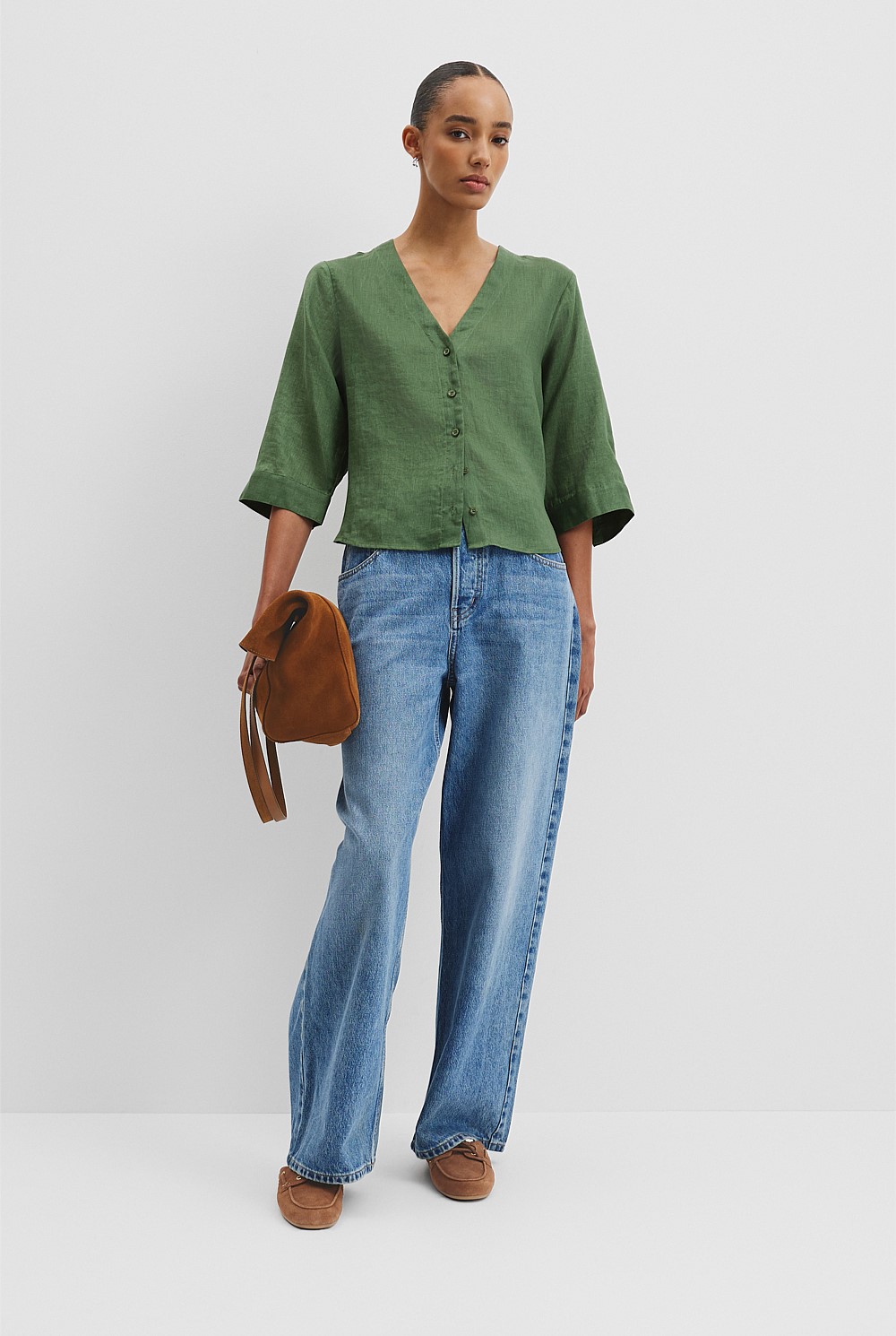 Organically Grown 3/4 Sleeve Linen Shirt