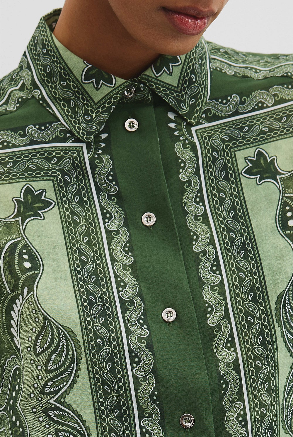 Organically Grown Cotton Scarf Print Short Sleeve Shirt