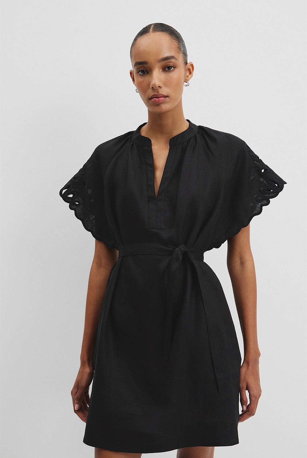 Cutwork Linen Mini Dress