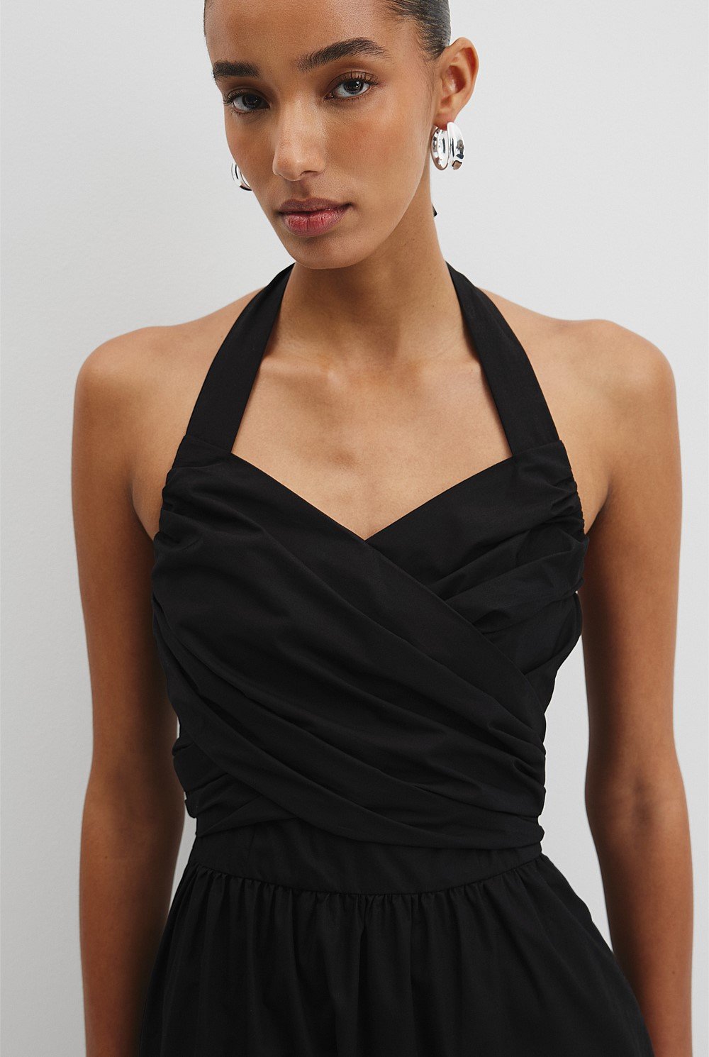 Organically Grown Cotton Halter Detail Midi Dress